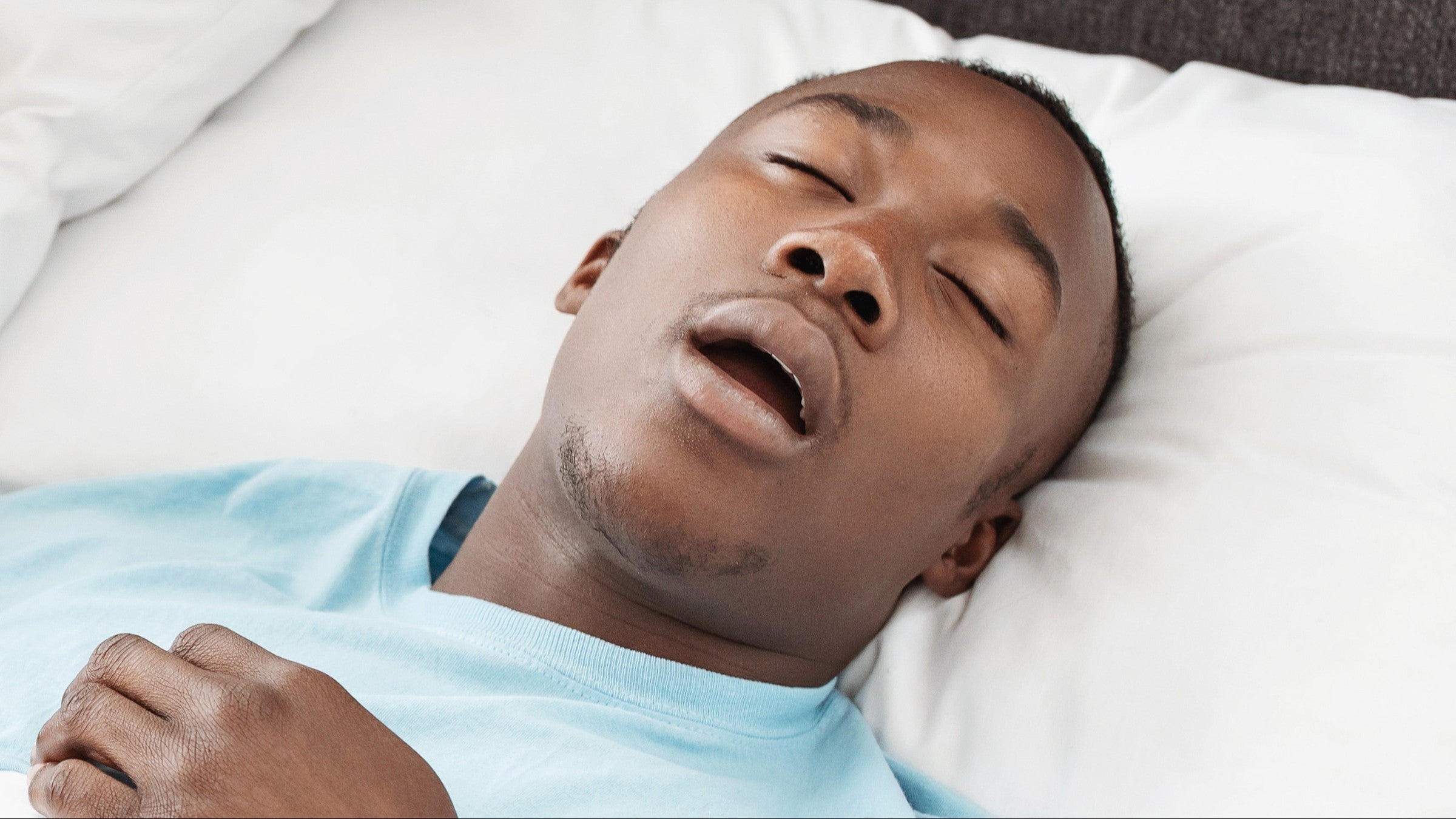 Mouth breathing man sleeping